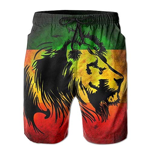 Dry Jamaican Lion Flag Mens Swim Trunks Surf Board Shorts Beach Pant Sportswear
