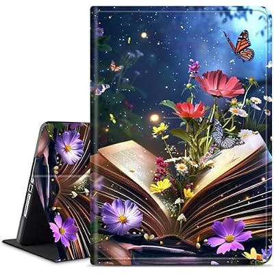 Dikoer for Samsung Galaxy Tab S5e 10.5 Inch 2019 (SM-T720/T725/T727) Tablet Case, Multiple Viewing Angles & Kickstand Back Case Drop Protection Smart Cover, Flower Book