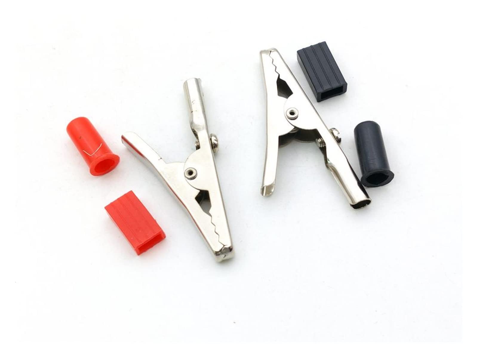 100 Stück solide Krokodilklemme, Klemmverbinder, 55 mm, mit Schraube, Rot und Schwarz