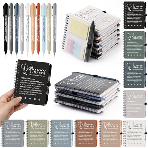 Jetec 25 Sets Employee Appreciation Gifts Responders Team Coworker Spiral Notebooks with Ballpoint Pens Thank You Gifts for Vet Tech Medical Assistant Pharmacy Week(Neutral Color,Difference Maker)