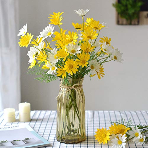 Fleurs artificielles de marguerites avec vase en verre, cadeau idéal pour décoration intérieure