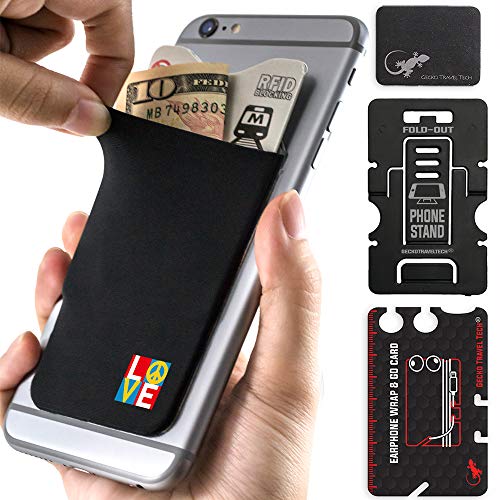 Gecko iphone Love Pocket holder - Cellphone card holder - Credit cards cell phone pocket - Cell phone card holder - Stick on phone wallet