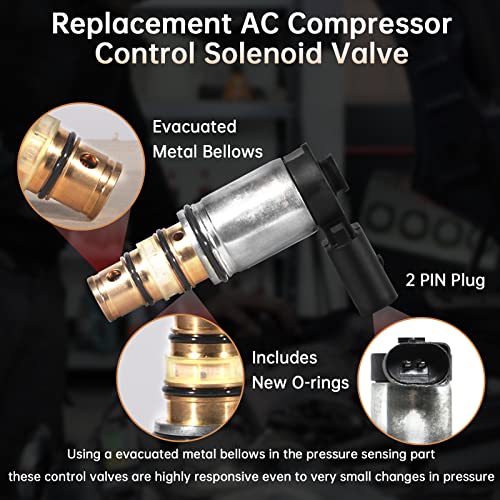 Driveslim For Vw Ac Compressor Control Solenoid Valve, 1K0820803E Compressor Control Valve Fits For Volkswagen Jetta Tiguan For Audi A3 Tt 2006-2015, Compatible With Sanden Pxe16 And Pxe14 Compressor #TOP4