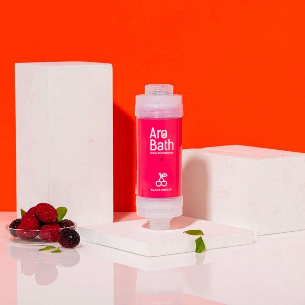 [DEWBELL] AroBath Vitamin Shower Filter (Black Cherry) - Filters Chlorine that causes Hair Thinning, Atopic Dermatitis/Revitalizes and Nourishes Skin | Made in Korea