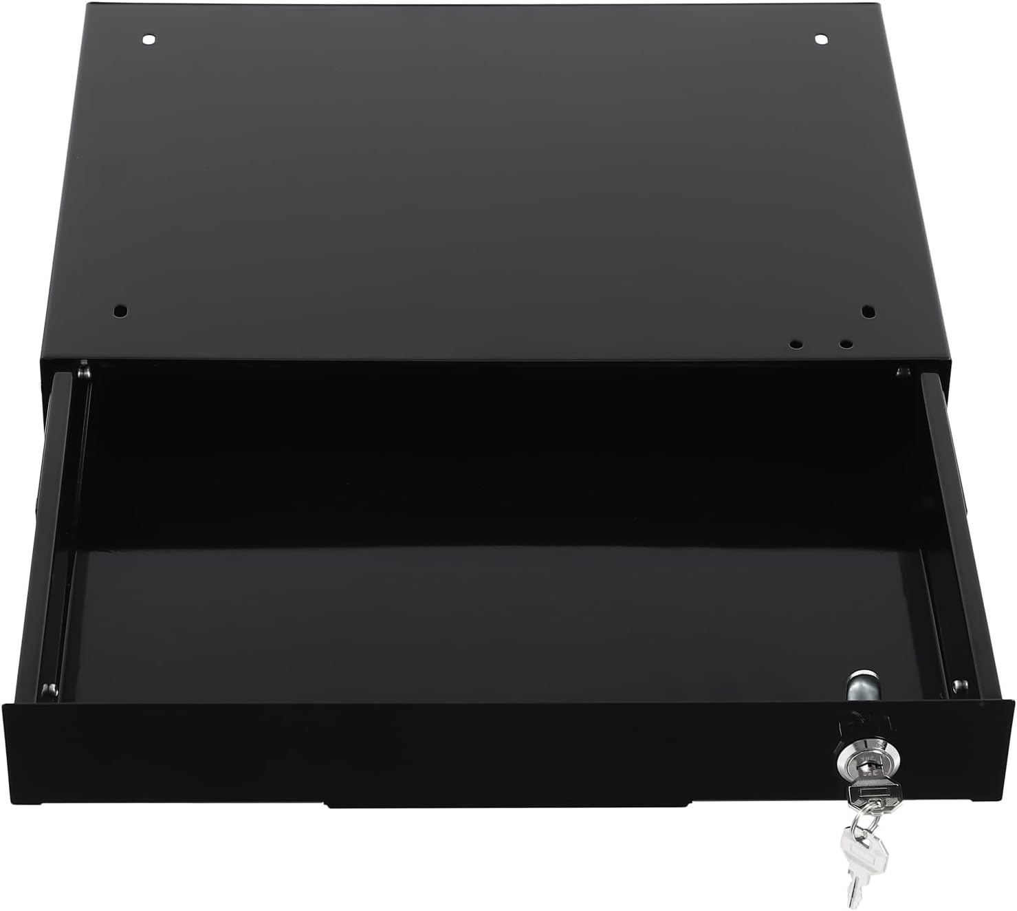 14" Under Desk Mounted Sliding Pull-out Drawer Organizer for Office - Lockable, Sit Stand Workstation, Black