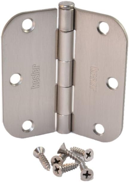 (Pack of 18) Kesler 3 1/2 Inch Satin Nickel Door Hinges (5/8" Radius Corners)