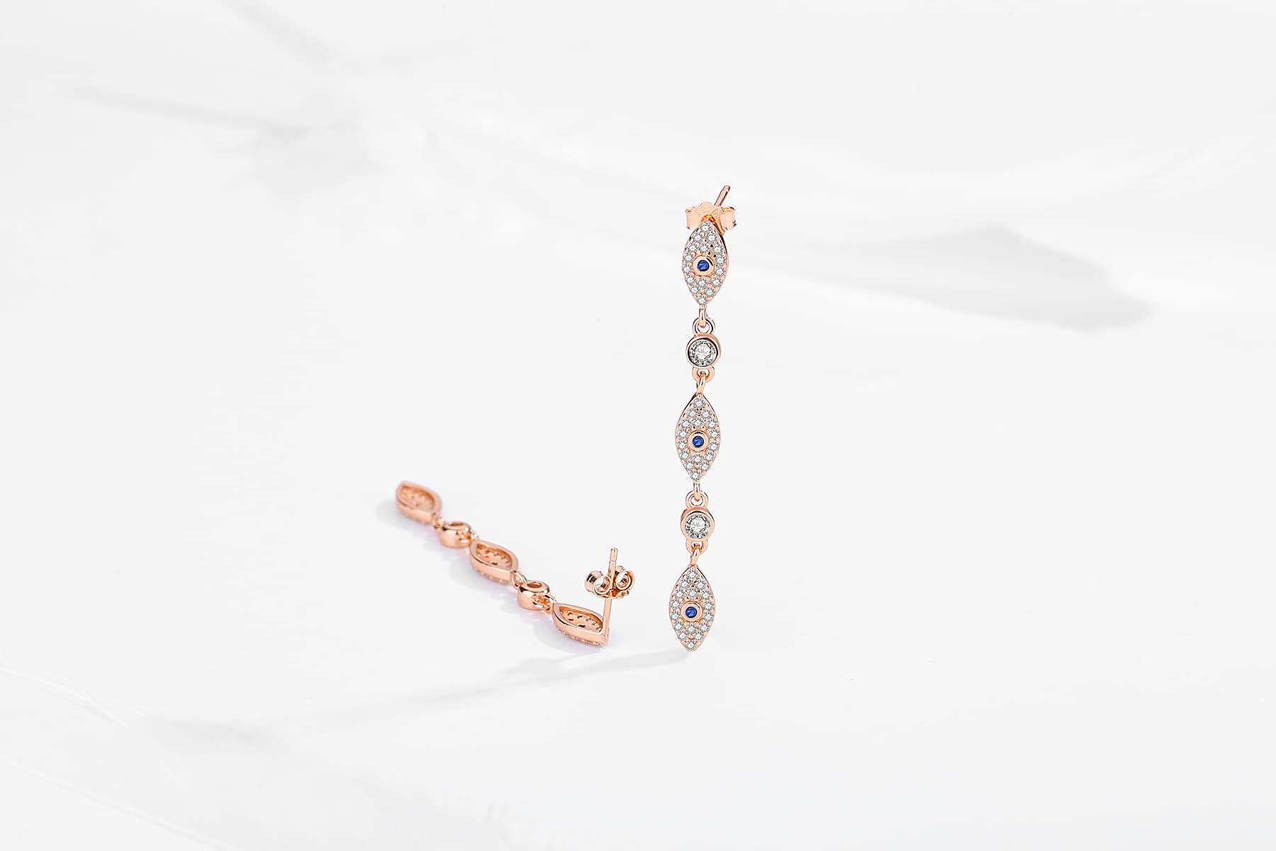 Pendientes Colgantes Largos De Ojo Malvado Para Mujer, Racimo De Cristal De Plata De Ley 925, Pendiente De Gota De Boda Blanco, Regalo De Joyería