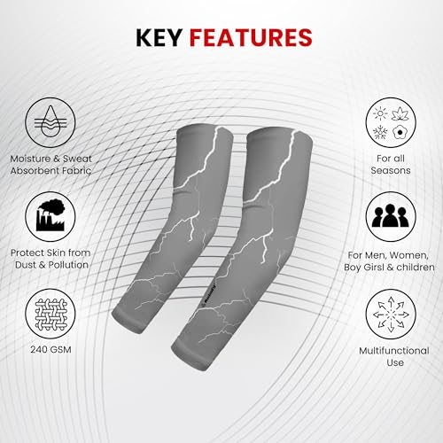 Image of Autofy Active-Fit 240 GSM Printed Outdoor Indoor Use Unisex Arm Sleeves with UV Tan Protection & Compression Cooling Effect for Men Women Kids