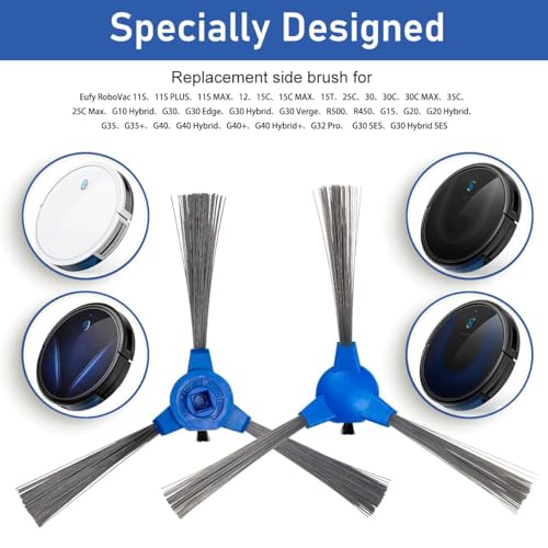 Image of HASTHIP Replenishment Kit, 4Pcs Replacement Side Brushes for EUFY 11S RoboVac 30 11 MAX 15C, Universal Replacement Parts Replacement Accessories Vacuum Floor Cleaner Robot Replacement Side Brush