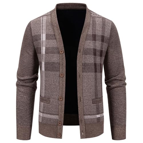 Plaid Cardigan Men Button Down Knit Sweater Slim Fit Cardigan Sweaters Lightweight Long Sleeve Sweaters with Pockets2