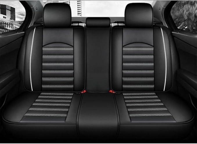 Fundas Asientos Coche para Audi Q3 S-Line/Q3 Quattro/Q3 Sportback/Q5/Q5, Impermeable Cómodo Juegos Cubreasientos Interior Accesorios,Black-White