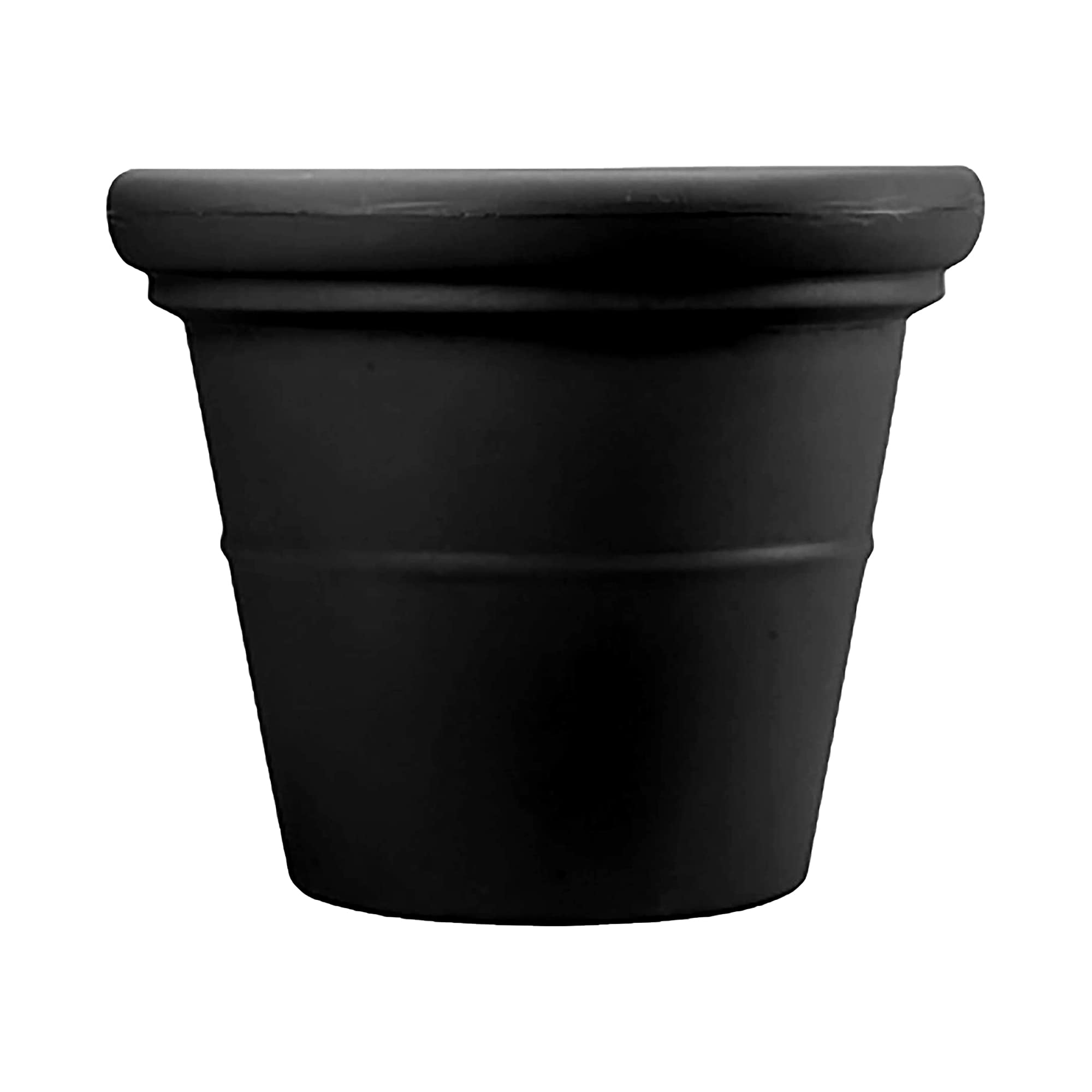 The HC Companies 17 Inch Terrazzo Large Round Planter - Rolled Rim Weather Resistant Decorative Plastic Plant Pot with Drainage for Indoor Outdoor Use, Black