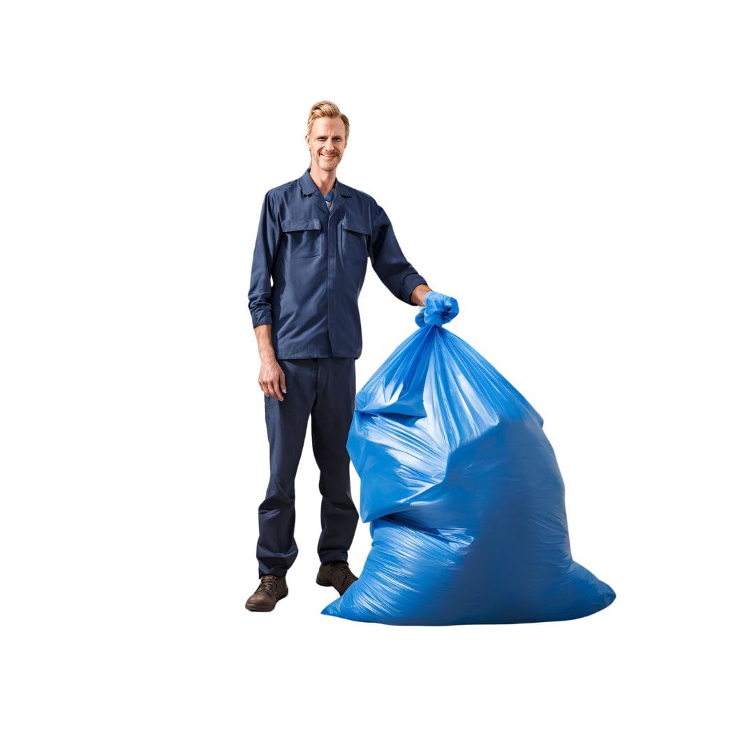 250 Stück Müllsäcke stabile blaue Säcke Müllsack 120 Liter reißfest 70cm x 110cm Mülltüten große Tüte extra starke Beutel Abfallsäcke Müllbeutel 45my