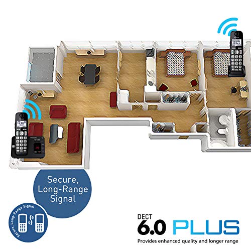 Panasonic DECT 6.0 Expandable Cordless Phone System with Answering Machine and Call Blocking - 2 Handsets - KX-TGE432B (Black)
