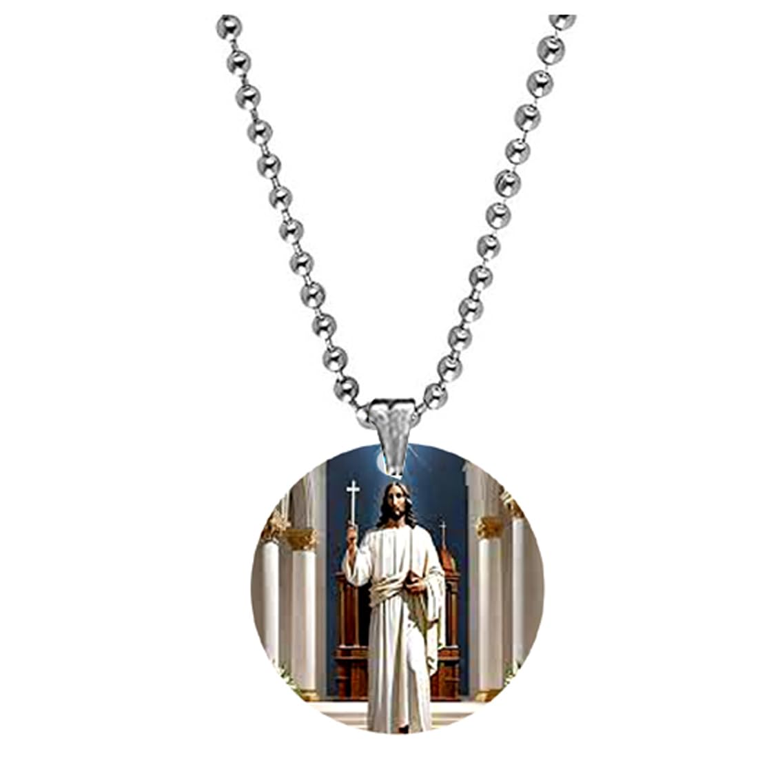 Blessing Lord Jesus Christ Acrylic Pendant with Bead Chain | Christian Jewelry-image-11