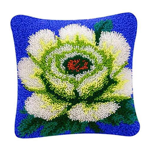 Baoblaze knoppkudde örngott knoppkrok knopp set kudde (grön blomma) gör-det-själv för barn och vuxna för sig själv knopp kudde spärr krok kit