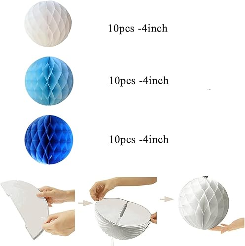 Miniatura 6 de YLY's love 30 pompones de papel de seda de 4 pulgadas, bolas de nido de abeja, bola de flores, decoración de pared, pompones para decoración de