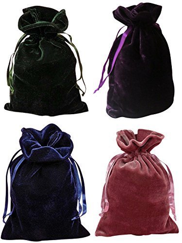 Paper Mart Tarot Bags Luxurious Velvet Bundle of 4: Hunter Green Navy Blue Rose and Purple 6