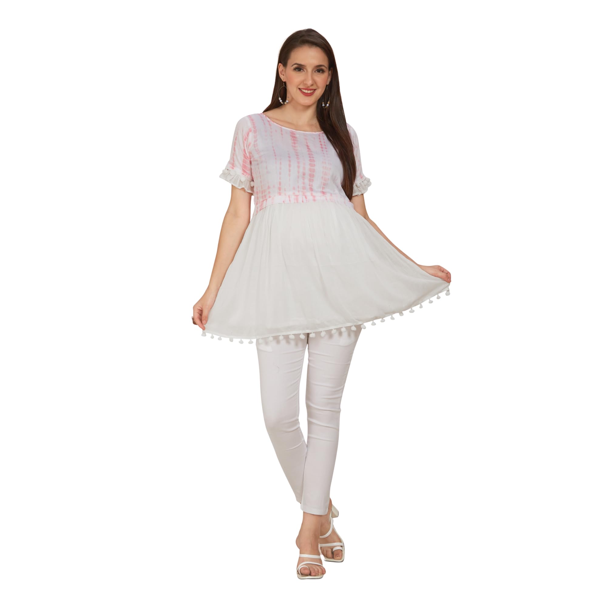 Pink Empire Tiedye Maternity Dress-image-37