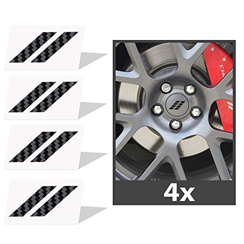 Image of IPG Compatible for Dodge Charger Challenger Durango Wheel Center Cap Decal Sticker Wrap Kit Personalize Your Vehicle (Inner Logo, Black Carbon Fiber)