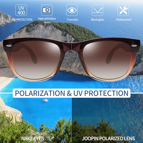 Image of Joopin Square Sunglasses Polarized UV400 Designer Sun Glasses Men Women | Oversized, Plastic Frame, Retro, Vintage, Unisex, Trendy Shades for Driving, Party, Fishing, Business, Costume