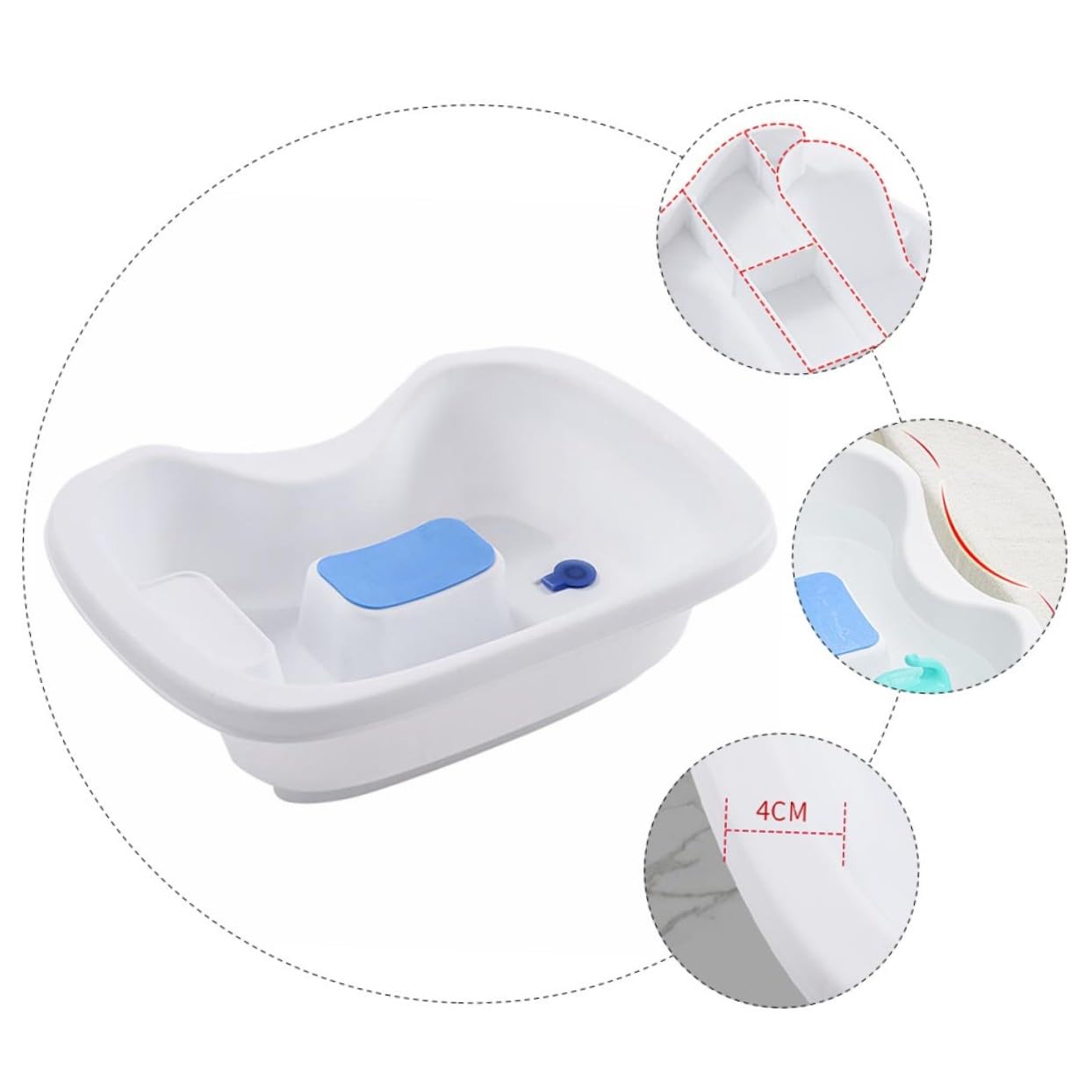 Haarwaschbecken aus Pp mit Ergonomischem Design und Hoher Tragfähigkeit bis 200kg Tragbares Waschbecken für Senioren und Schwangere zur Komfortablen Haarwäsche im Bett