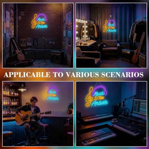 Image of Music Neon Sign Rock Colorful Wall Light Gift for Music Studio Decoration