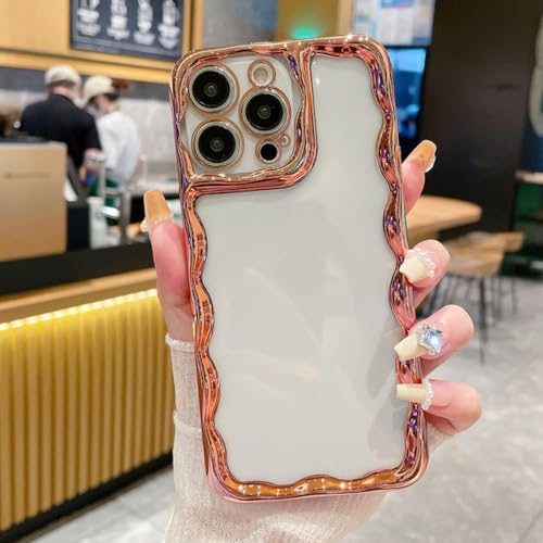 Coque iPhone 14 antichoc transparente à bords argentés ondulés souples