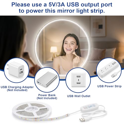 Image of PANGTON VILLA Vanity Lights for Mirror, 13FT Dimmable 6000K LED Light Strip