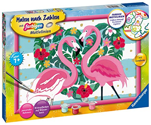 Ravensburger CreArt 28782 - Liebenswerte Flamingos - Malen nach Zahlen für Kinder ab 7 Jahre, Ostergeschenke Kinder 7 Jahre, Kleines Geschenk zu Ostern – Bild 3