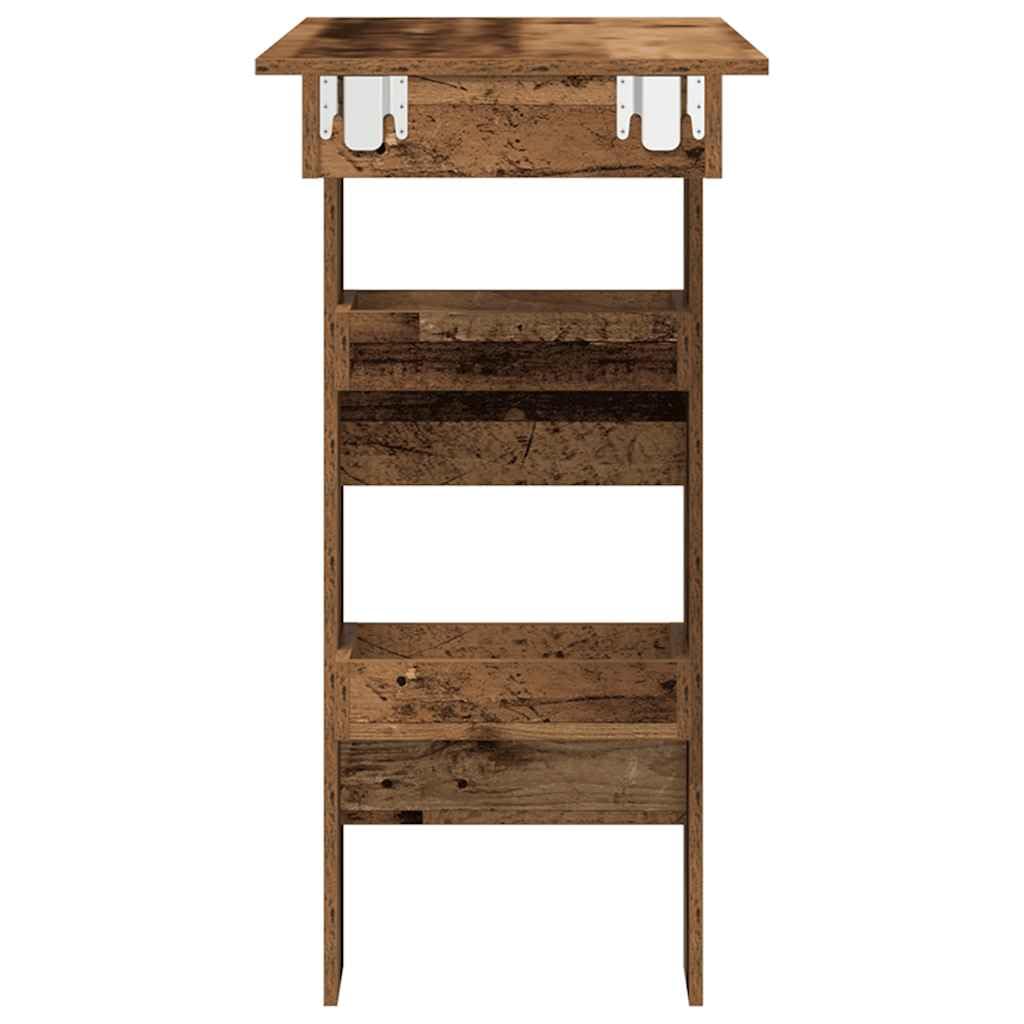 Stół barowy o wyglądzie starego drewna, materiał drewnopochodny, 102 x 45 x 103,5 cm, z 2 schowkami, stabilny stół kuchenny, idealny jako stół do jadalni, salonu, jadalni, na chwile