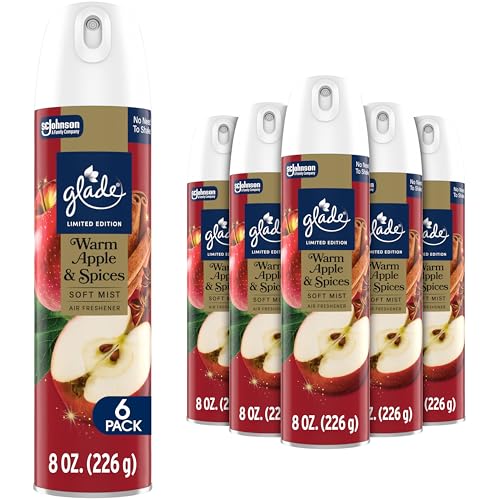 Glade Air Freshener Room Spray, Warm Apple & Spices, Odor Fighting to Deliver Long Lasting Freshness, 8 Oz, 6 Count