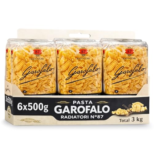 Pasta Radiatori Garofalo Pasta Nº87 500g, Pasta Italiana, Pasta alimenticia de sémola de trigo duro, Contiene gluten, Puede contener trazas de soja, Tiempo de cocción 8 minutos, 6 Paquetes de 500 gr