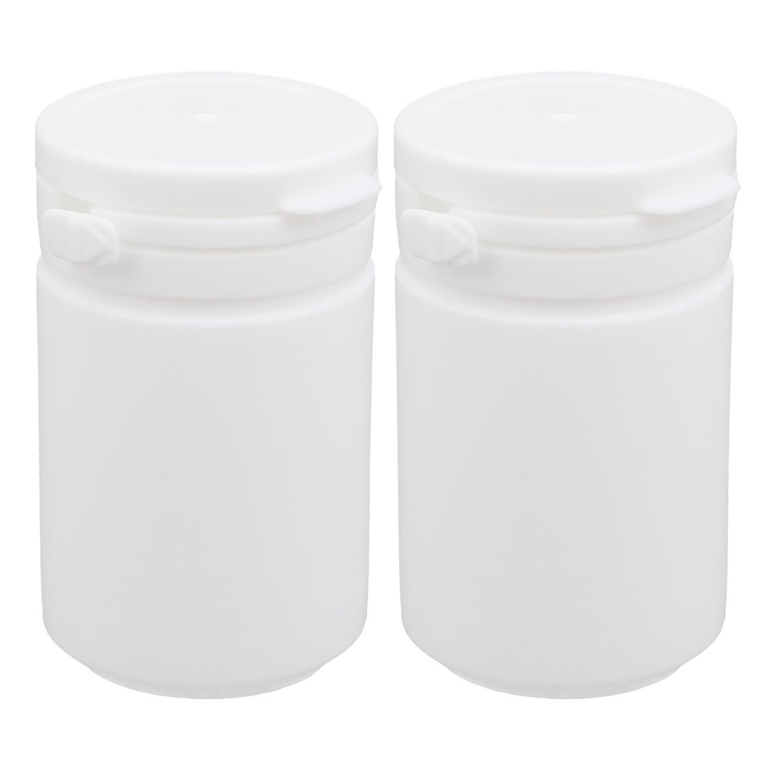 Aexit 2Pcs 60ml gauge Plastic White Round Solid Powder Bottle Storage Container Jar