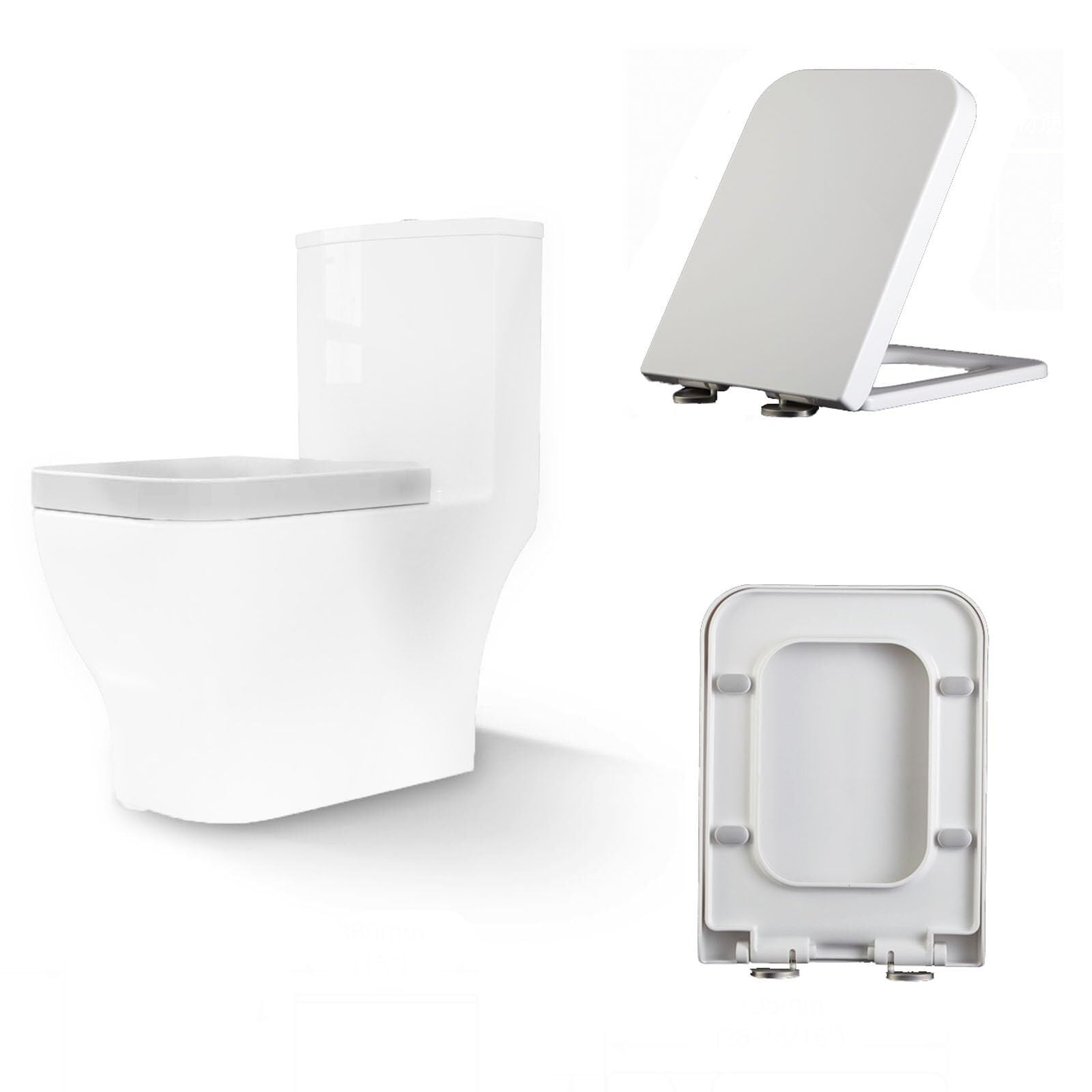 Abattant toilette carré blanc fixation haut haut de gamme
