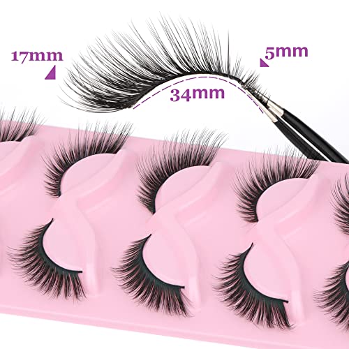 Fox Eye Lashes Angle Wing Lashes Natural Look L Curl False Eyelashes With Applicator Tool Mink Fluffy Cat Eye Lashes Pack 3D Strip Short Fake Eyelashes By Heyalice - D489 #TOP5