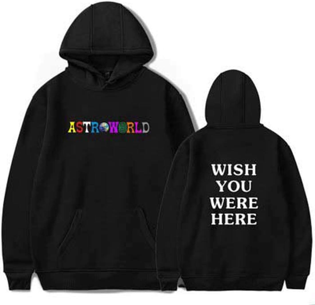 Flyself Unisex Hoodies Astroworld Casual Long Sleeve Pullover Top Sweatshirts with Kangaroo Pockets Patchwork Top Sweater Jumper