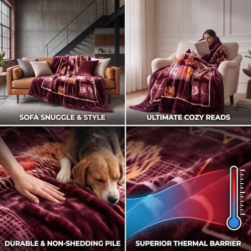 Image of BSB HOME 280 GSM Micromink Blanket, 4.5 Kg Premium Soft Warm Cozy Reversible Blanket, Plush Floral Printed Winter Blanket for Double Bed, Ultra Soft Bedding, 86 x 90 Inches(218 x 229cm) - Crimson Red