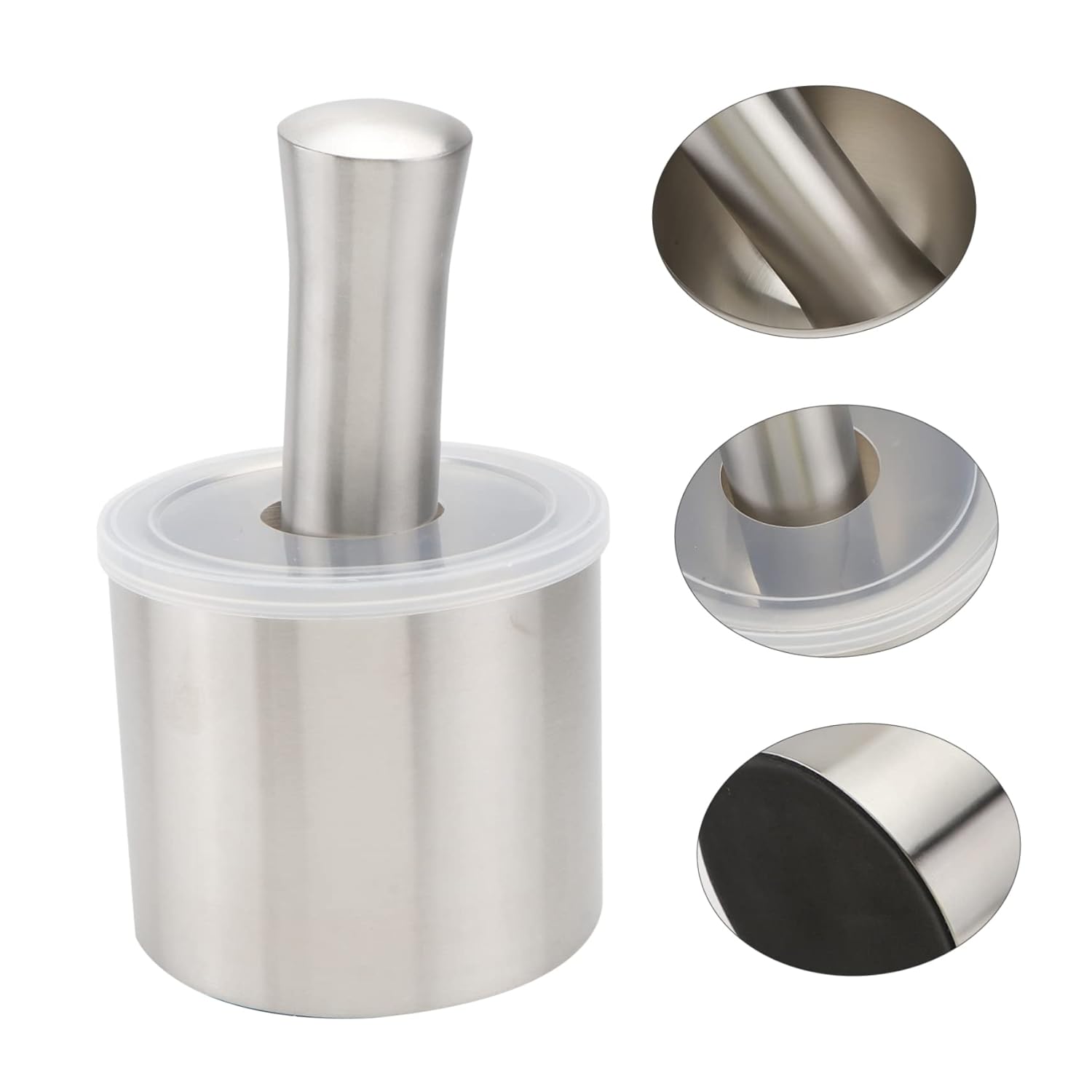 Stainless Steel Garlic Pounder with Lid Ergonomic Design for Easy Garlic Mashing Versatile Spice Grinding Tool for Home and Kitchen Use