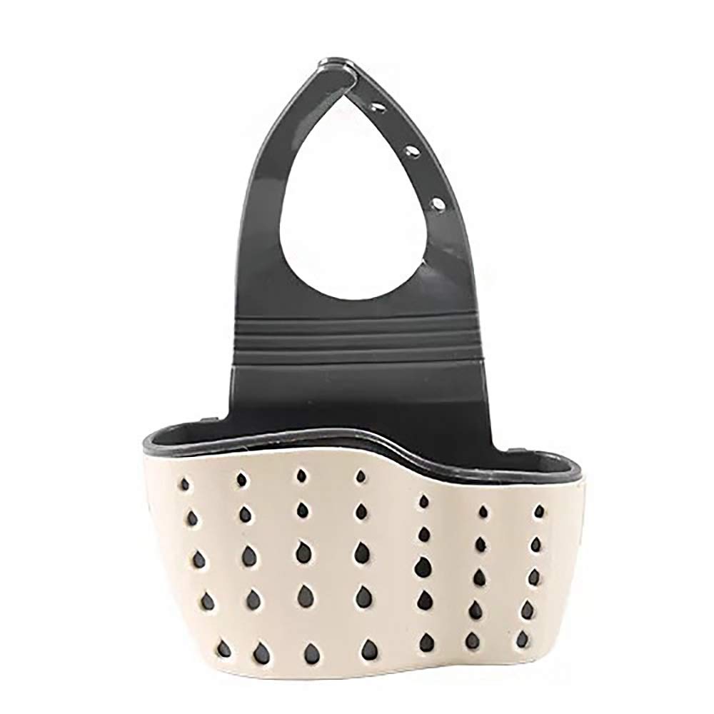 2 pezzi di porta spugna per lavello, organizer regolabile da cucina, cestello per spugna, portaoggetti per lavello, organizer per scolapasta a gancio, beige