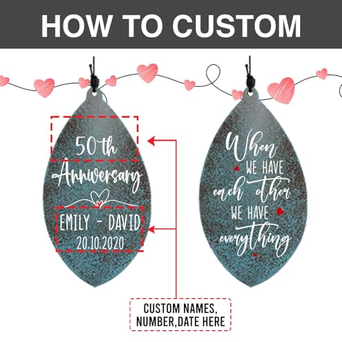 Image of ASTARIN Personalized 20th 50th Anniversary Wind Chime, Happy Anniversary Wedding Valentine's Day Gift for Wife Women Sister, Golden Keepsake Decorations for Parents Couples