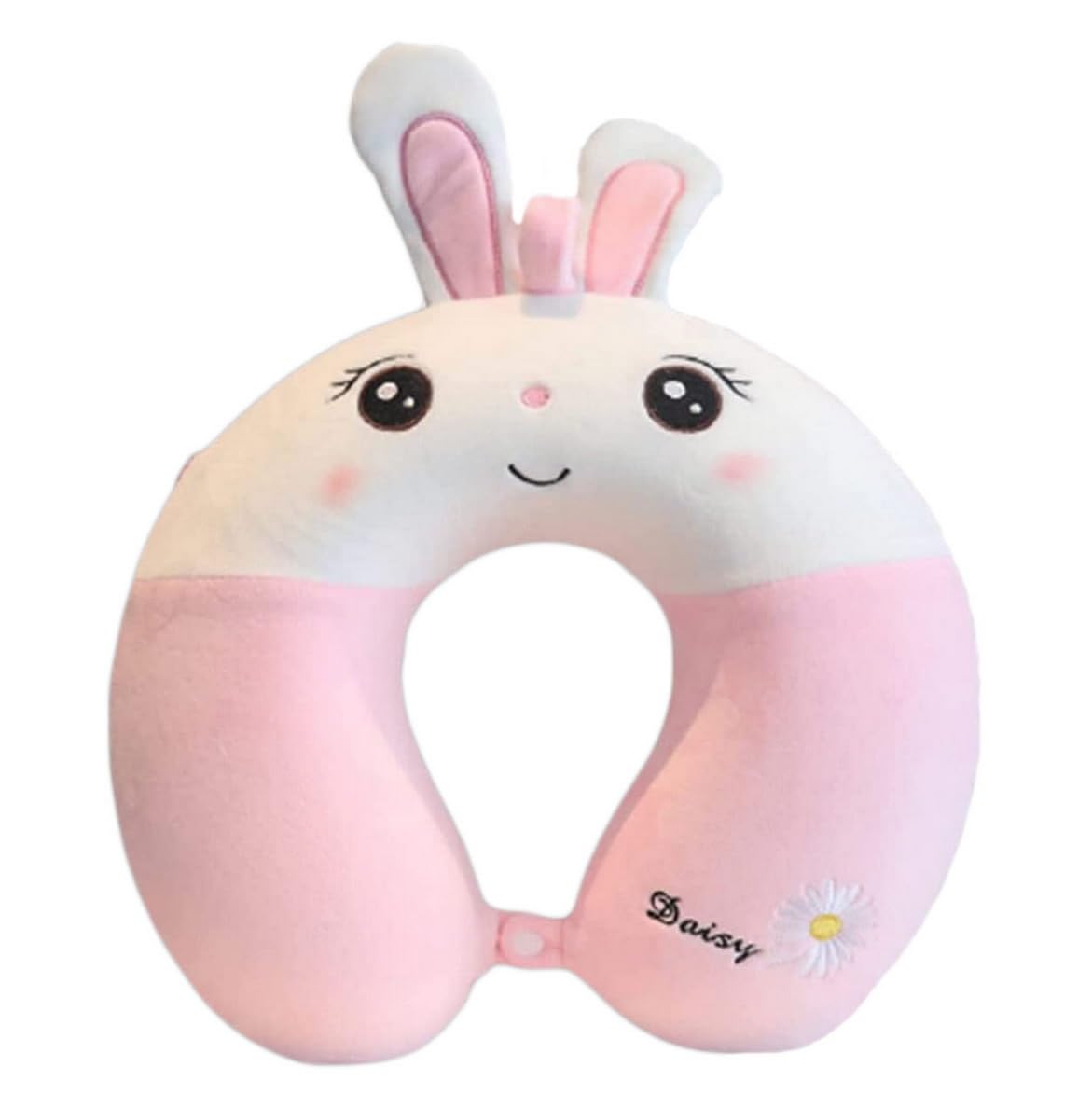 AOOPOO Kids Travel Pillow, Animal Neck Support U Shaped Cushion Plush for Airplane Train, Children Neck Pillow Chin & Neck Support Cushion with Animal Super Soft Cover Travel Partner (Rabbit)
