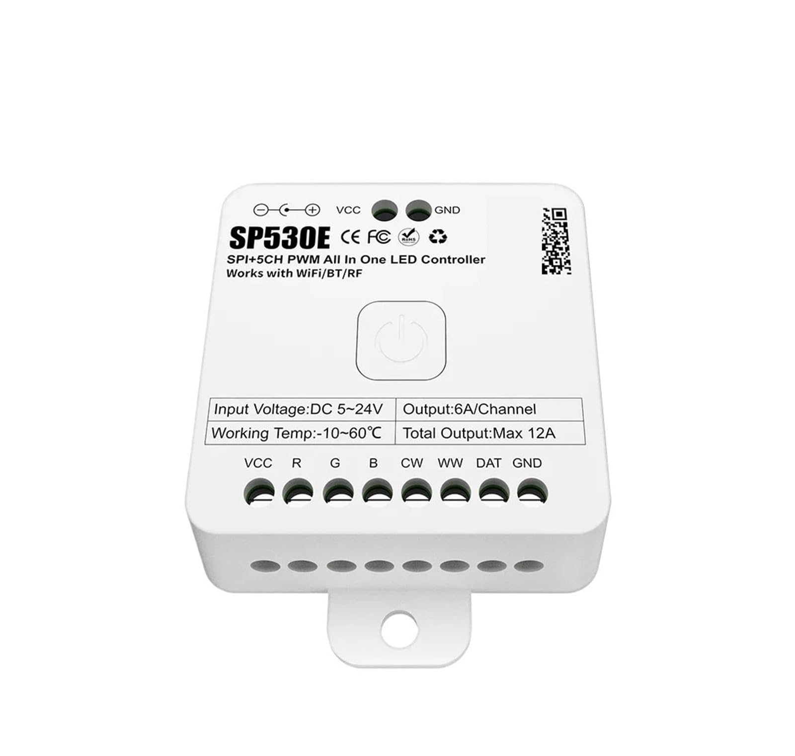 Controlador LED SPI PWM SP530E regulable de 5 canales compatible con tira de luz IC WS2812B
