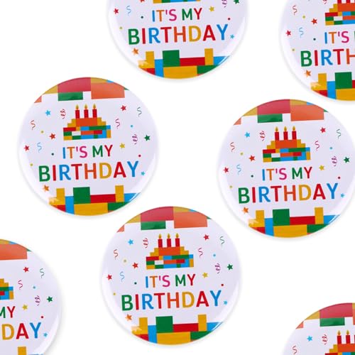 It's My Birthday Pin, 2.28in Building Blocks Happy Birthday Button Badge Pin Fun Party Favors & Decorations for Kids Boys Girls Men Women3