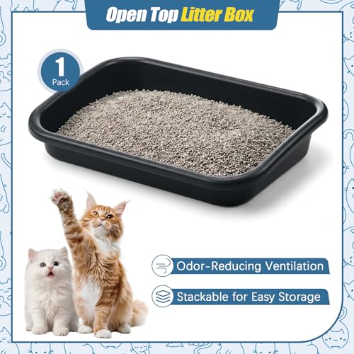 Caja de arena baja para gatos senior Uiifan 16.9x12x3.15 pulg miniatura 3