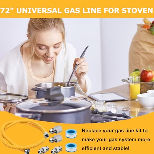 Tomoon 72 Inch Dryer Gas Line Kit With Connector For Stove Range Water Heater,Flexible Stainless Steel Gas Line With 1/2 Inch Fip Fitting 1/2 Inch Mip(Tapped 3/8 Inch Fip)Fitting By Tomoon thumb #5