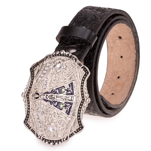 Cinto Country Feminino Masculino Fivela Metal Grande Nossa Senhora (Preto, 90 CM – SERVE CALÇA Nº 36