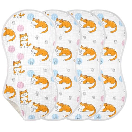 Cartoon Cats Muslin Burp Cloths for Baby 4-Layer Absorbent Cotton Large 22