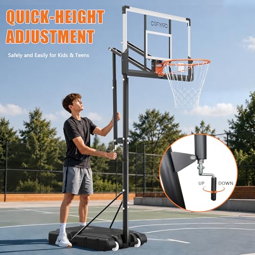 Image of Cofiyard Basketball Hoop Outdoor with 44&48&54 Inch Shatterproof Backboard,10FT Height Portable Basketball Hoop with Sandbag, Adjustable Basketball Goal with Wheels