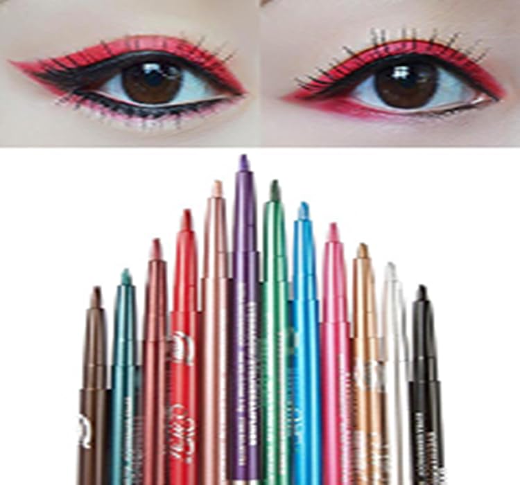 Set de 12 lápices retráctiles para cejas y delineador coloridos miniatura 3